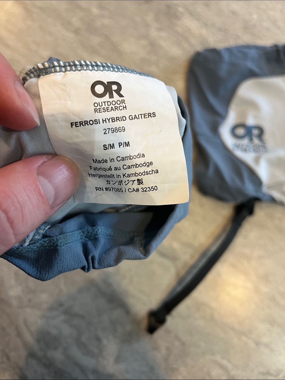 Outdoor Research Two-Tone Light Gray and Slate Blue Gaiters - Picture 2 of 3